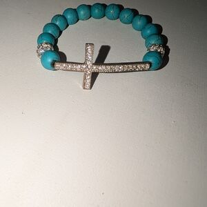 Turquoise Beaded Cross Bracelet